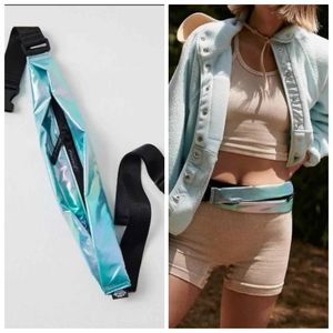 Free people Slim Fold Runner Bag holographic mermaid hawaii blue new wit…